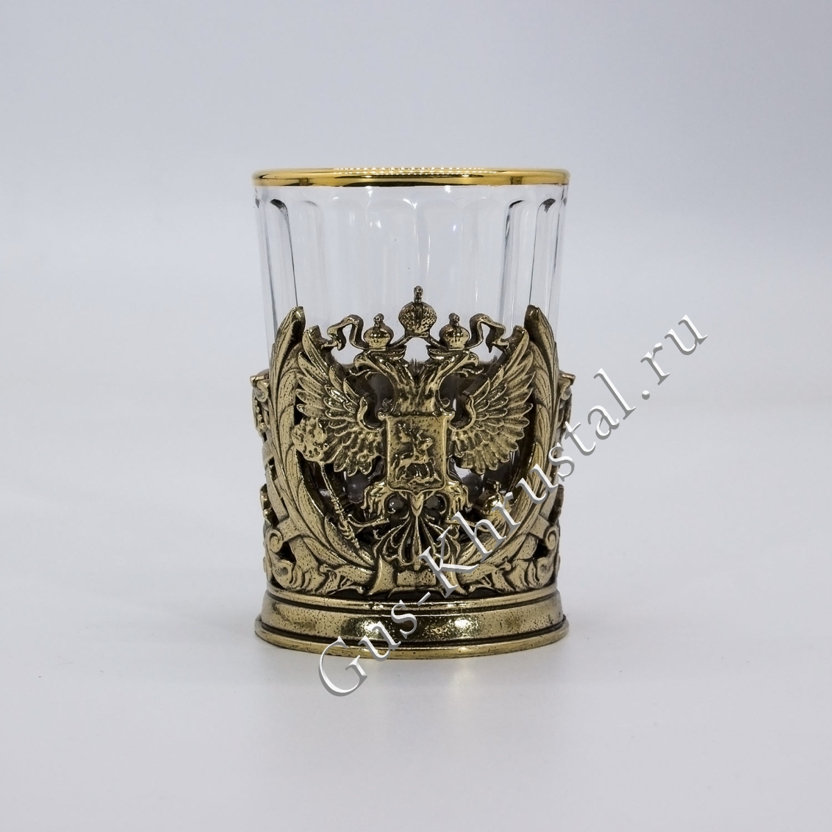 Набор Стопок Хрустальный "Герб России" в подарочном футляре 3 шт