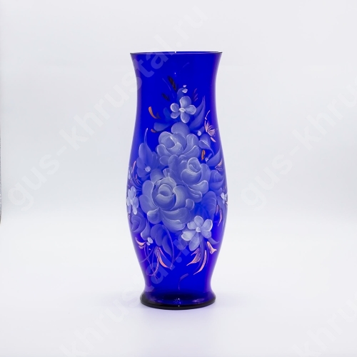 Ваза Стеклянная для цветов Амфора синяя с худ/р