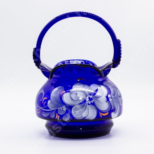 Ваза Стеклянная Корзинка большая синяя худ/р