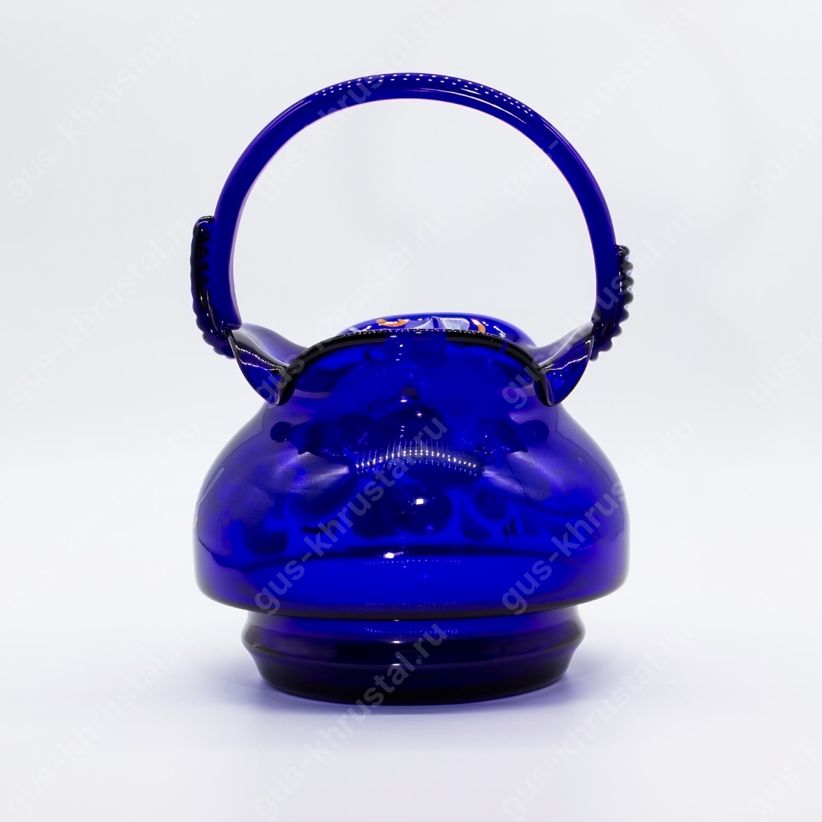 Ваза Стеклянная Корзинка большая синяя худ/р