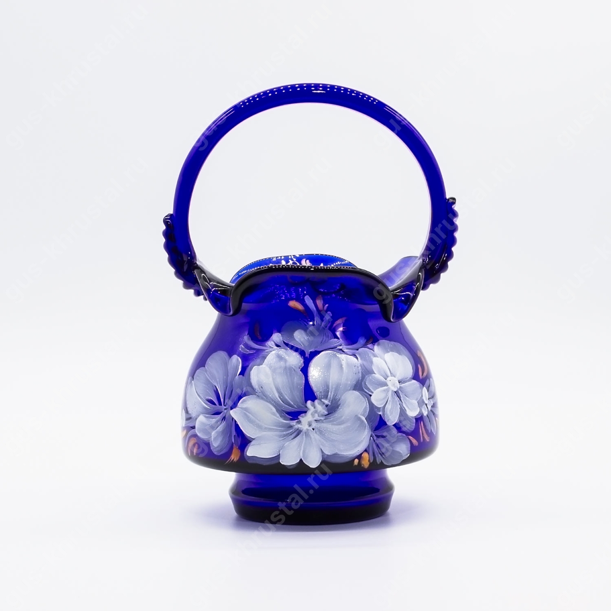 Ваза Стеклянная Корзинка малая синяя худ/р