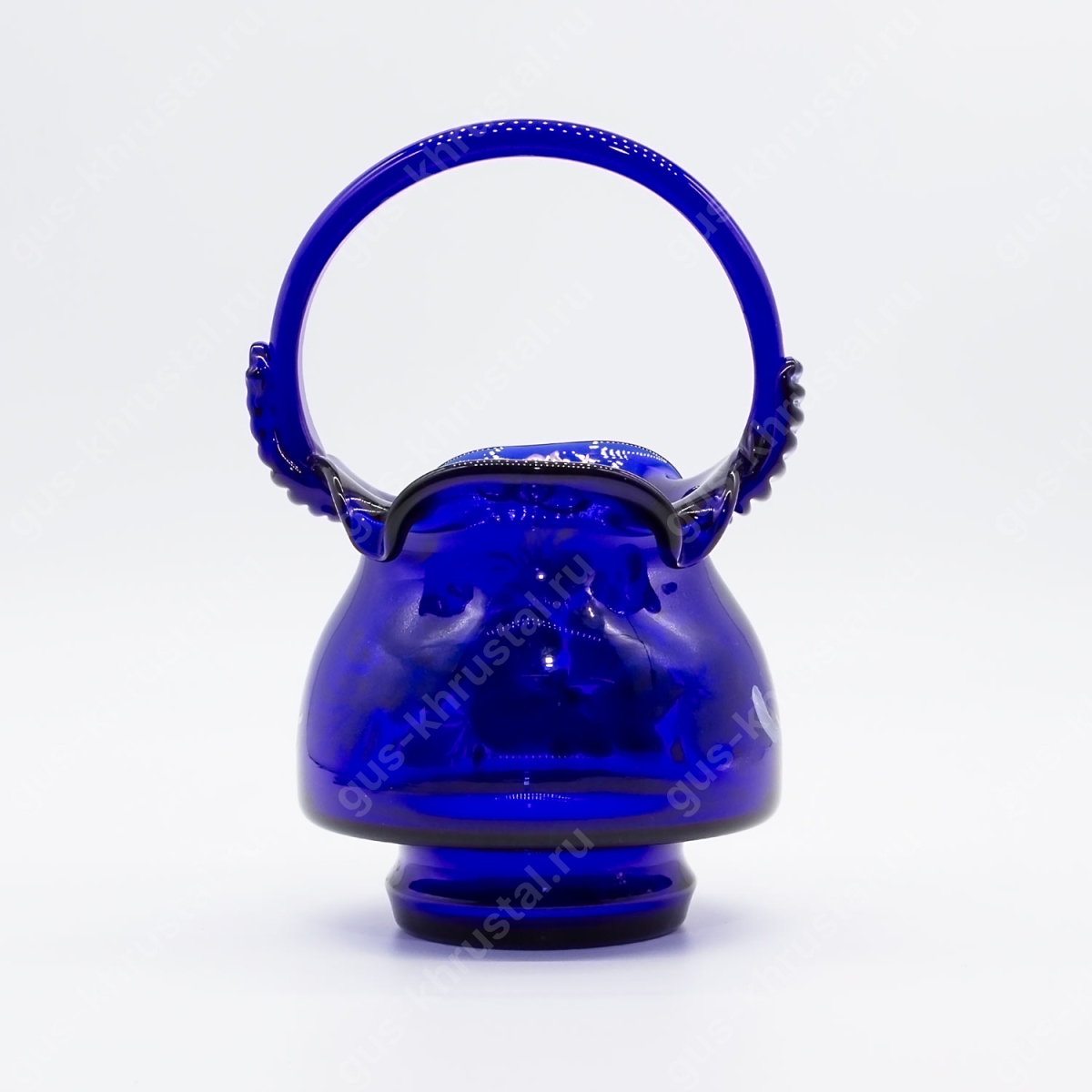 Ваза Стеклянная Корзинка малая синяя худ/р