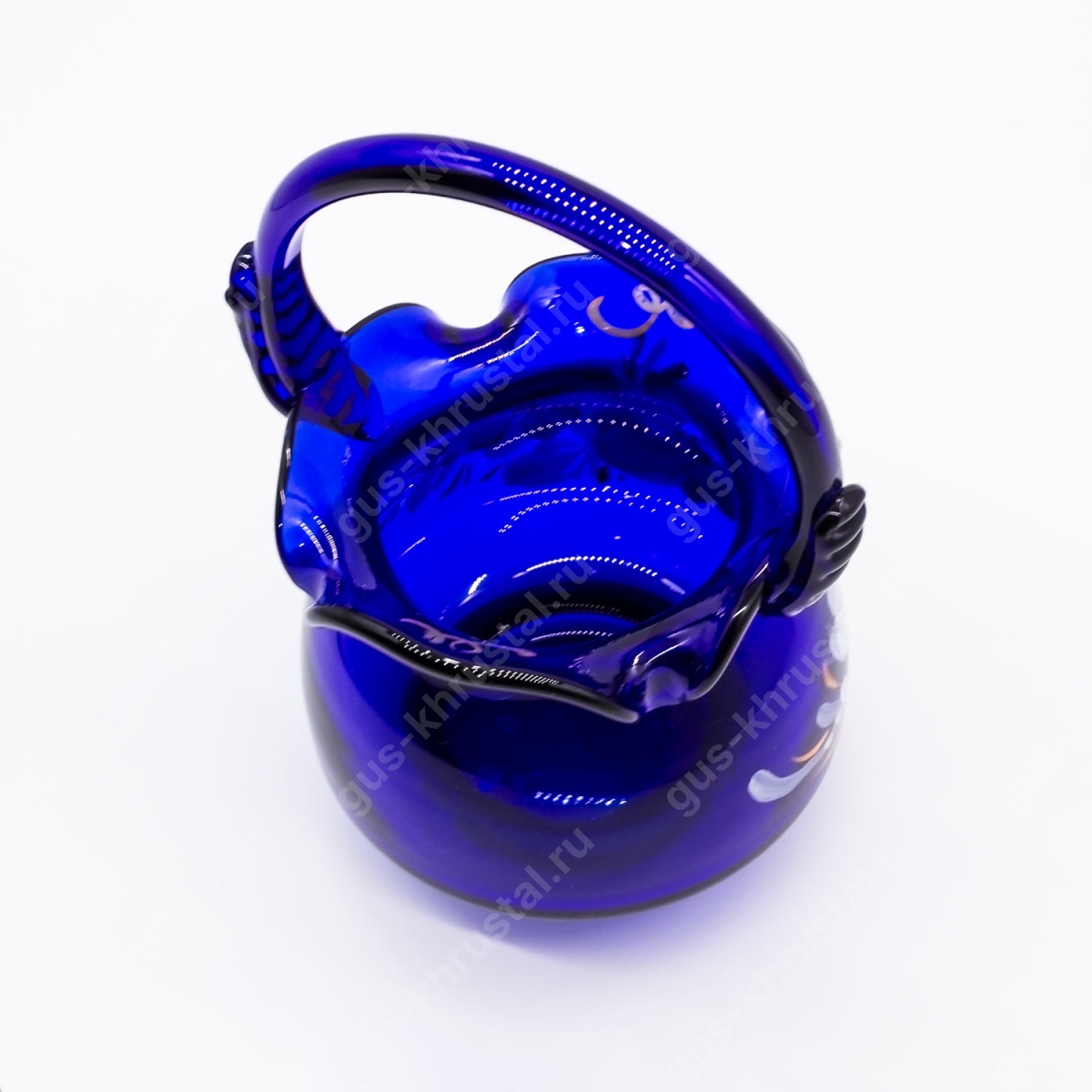 Ваза Стеклянная Корзинка малая синяя худ/р