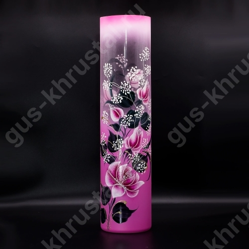 Ваза Стеклянная для цветов 06 цилиндр розовая худ/р